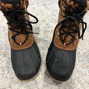 Tommy Hilfiger Black and Brown Winter Boots